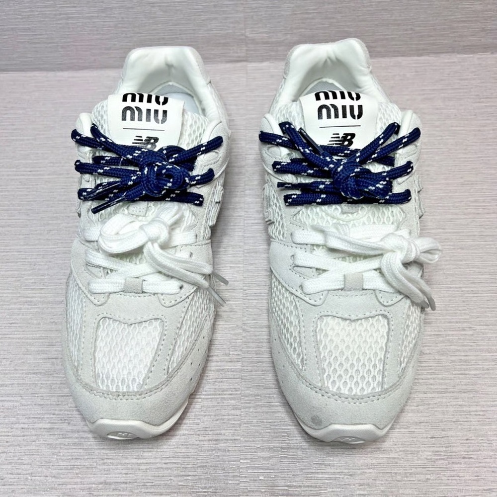 New Balance Kids White and Blue Sneakers